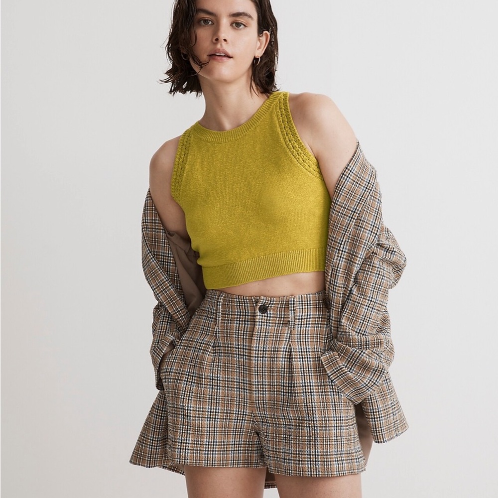 Madewell Crochet-Trim Crop Sweater Tank